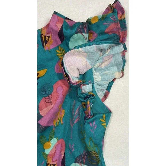 DISNEY STORE Frozen Ana Elsa Princess Dress Pretend Play Sz 9/10 Turquoise/pink - Picture 6 of 12